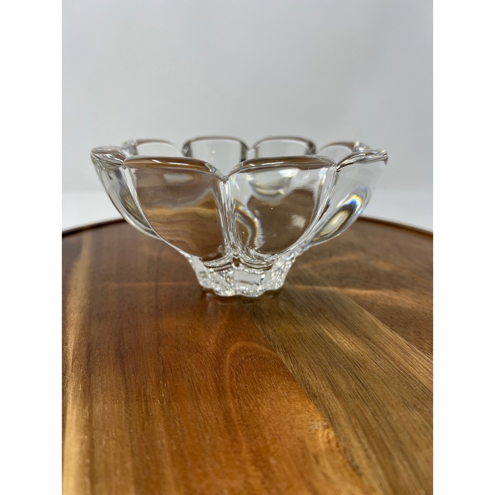 Clear Glass Flower Shaped Candy‎ Dish Trinket Bowl Small Appetizer Serveware
